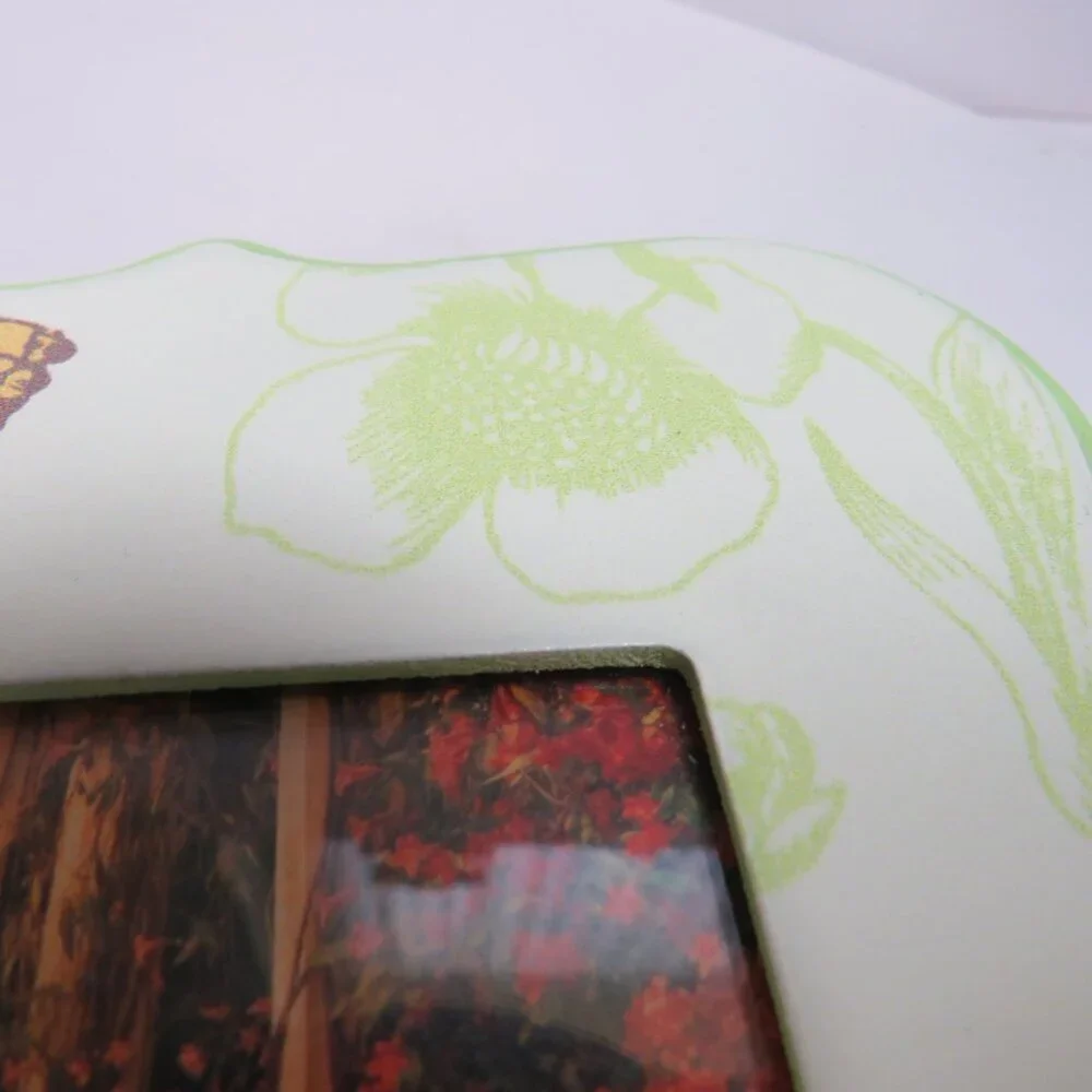 Orange Lime Green Floral Butterfly Picture Frame